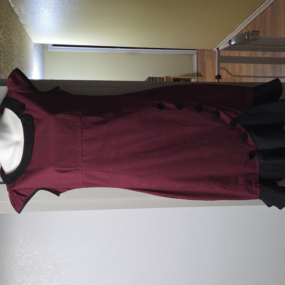 Lindy Bop Deep Red Dress with Black Tr